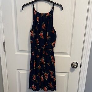 Blue Rain Navy Floral Midi Dress
